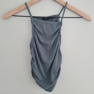 Urban Outfitters Out from Under Green Ribbed Tank Top Rouched Sides Small